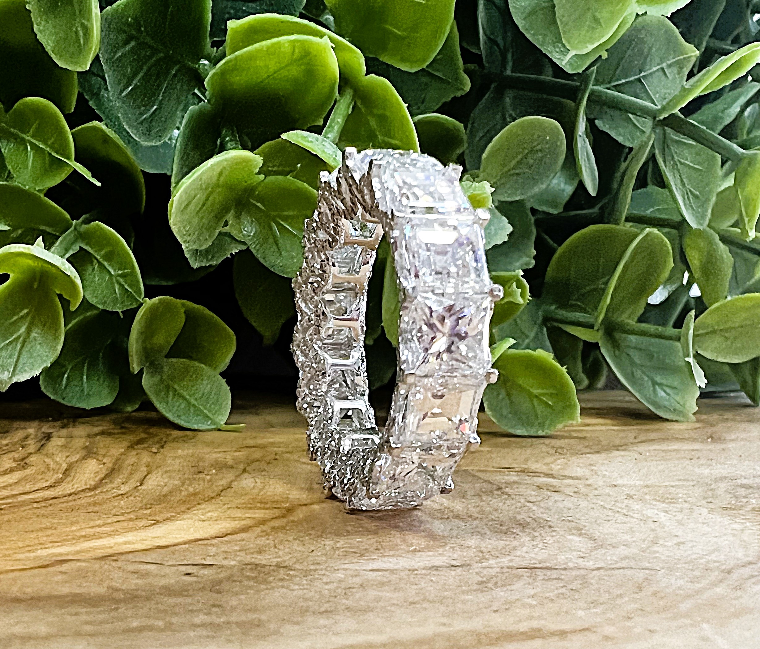 Princess Cut Eternity Band with Round shape Side Diamonds